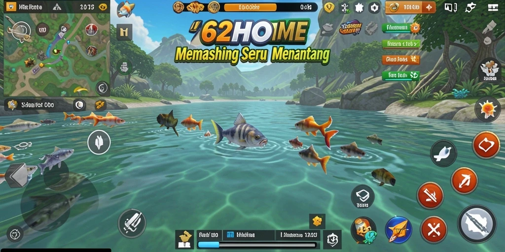 Screenshot gameplay 62HOT menampilkan pengalaman memancing yang mengasyikkan.