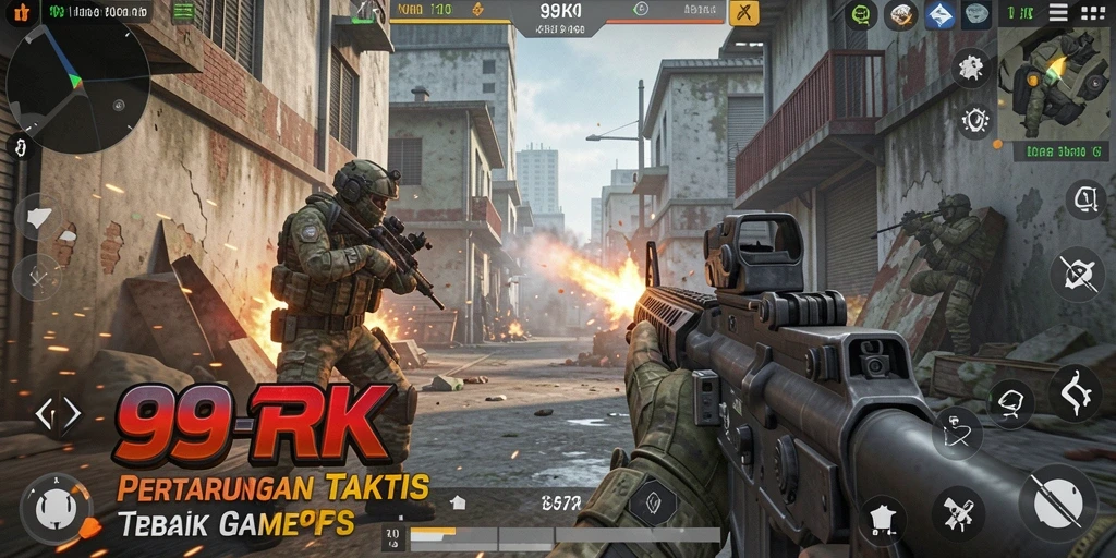 Gameplay intens dalam 99RK menampilkan aksi pertempuran FPS terbaik.