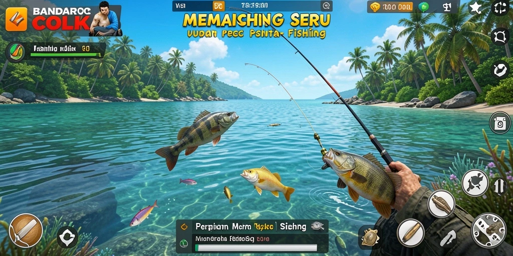 Tampilan gameplay BANDARCOLOK dengan suasana memancing yang realistis.