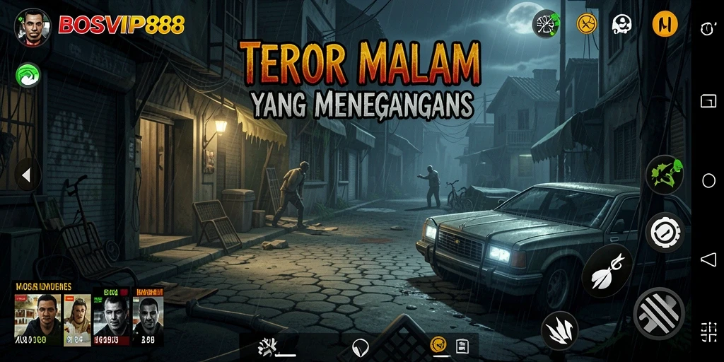 Screenshot gameplay BOSVIP88 menampilkan makhluk menakutkan yang mengintai di kegelapan.