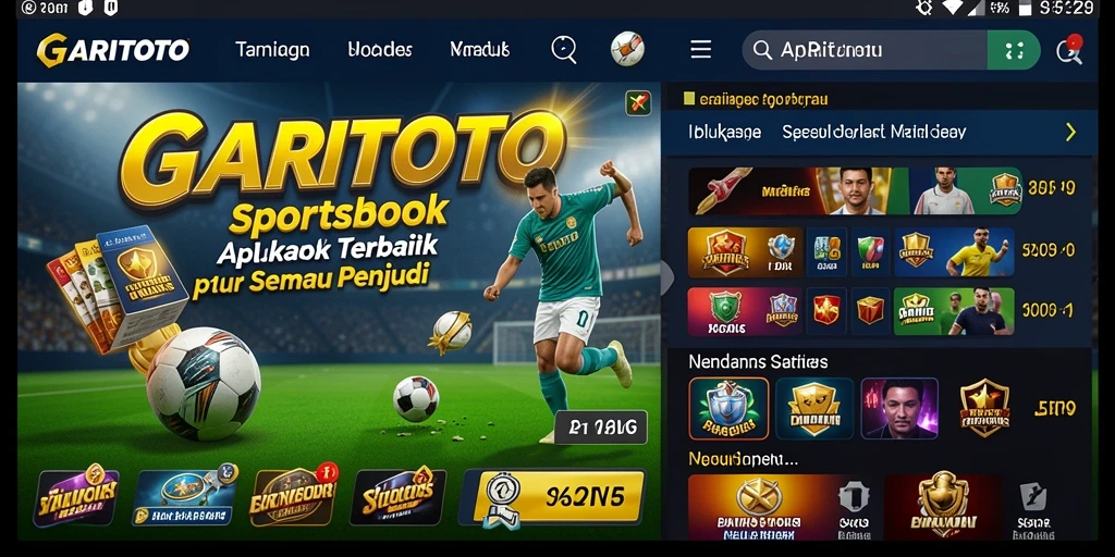 Screenshot GARITOTO menampilkan antarmuka taruhan olahraga yang interaktif.
