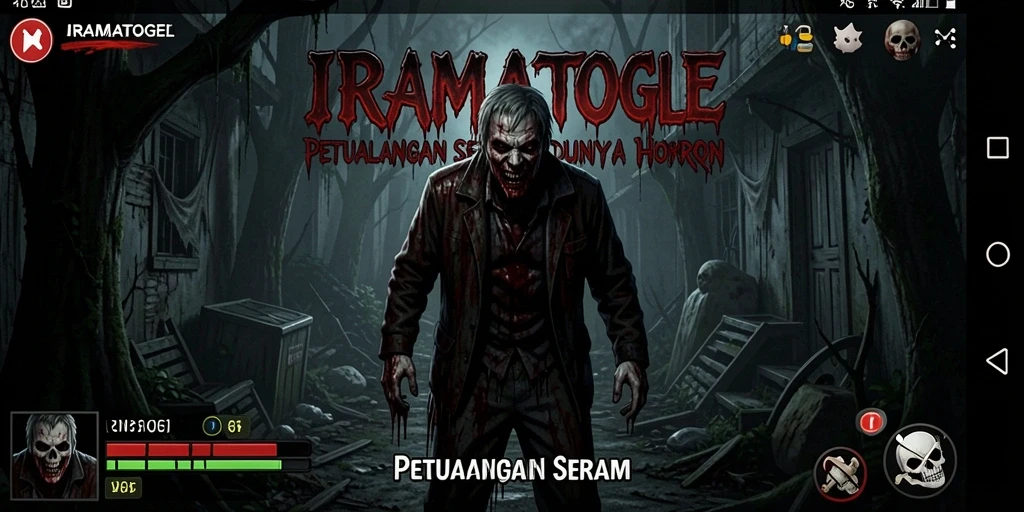 Tampilan gameplay menegangkan dari IRAMATOGEL dengan suasana Horror yang mencekam.