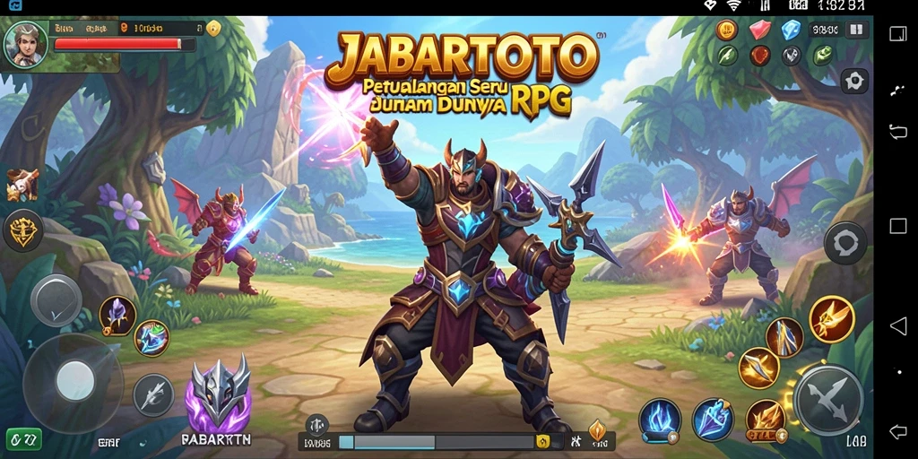 Screenshot gameplay JABARTOTO menampilkan pertempuran epik dalam dunia RPG.