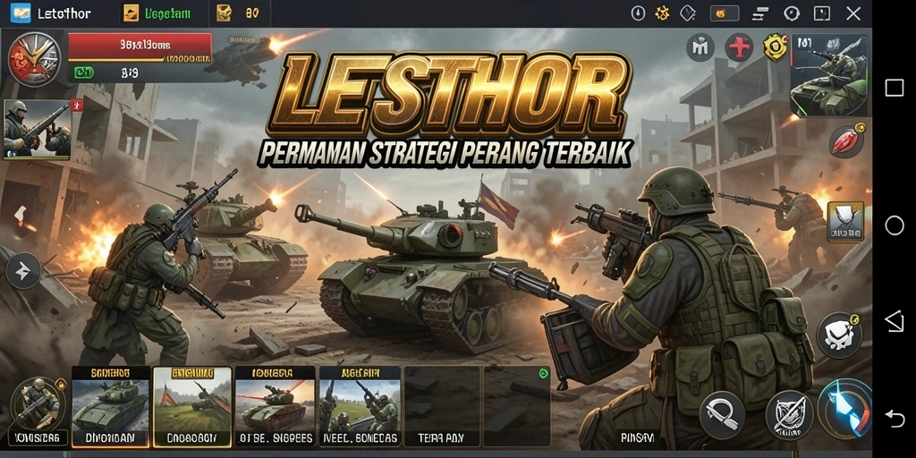 Tampilan gameplay mendebarkan dalam LETSTHOR dengan strategi pertempuran.