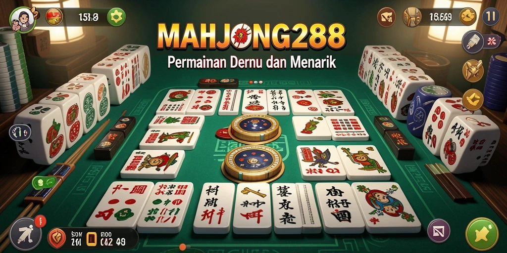 Tampilan gameplay seru dari permainan Domino MAHJONG288.