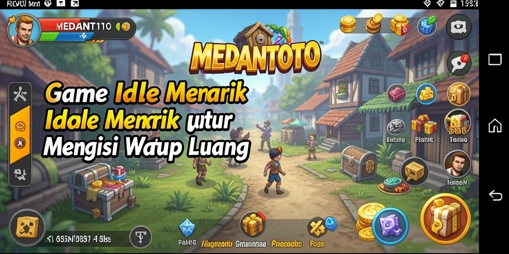 Screenshot utama MEDANTOTO menampilkan gameplay santai dan karakter unik.