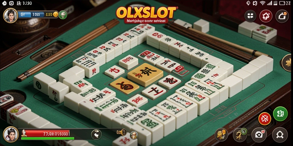 Screenshot OLXSLOT menampilkan keseruan permainan Mahjong di smartphone.