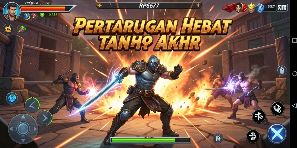 Screenshot gameplay RP6677 menunjukkan pertarungan seru antar karakter.