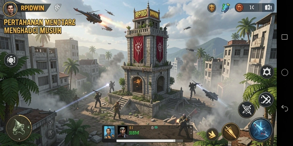 Tangkapan layar menunjukkan aksi seru bermain RPIDWIN sebagai Tower Defense.