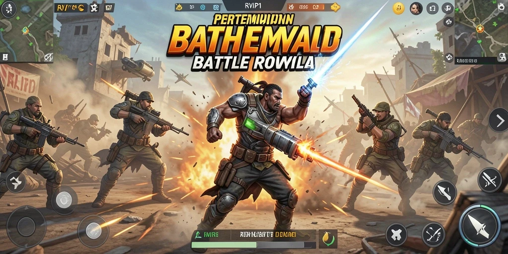 Tampilan gameplay mendebarkan dalam pertempuran Battle Royale