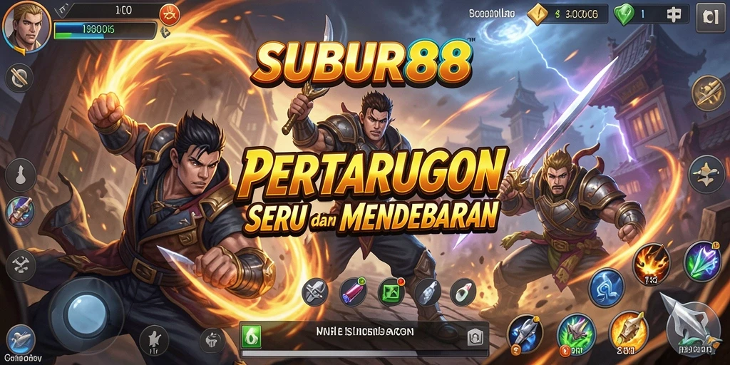 Screenshot gameplay SUBUR88 menampilkan pertarungan menegangkan antara dua karakter.