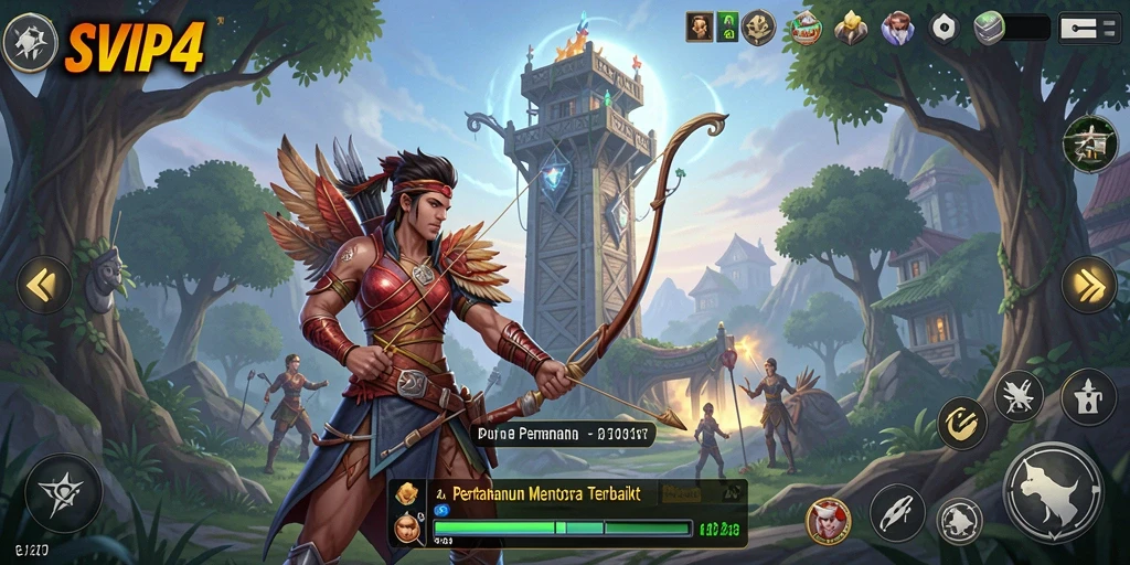 Tampilan gameplay SVIP4 menampilkan strategi menara yang seru.